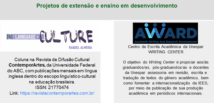 Projetos de extensão em desenvolvimento 01-2021