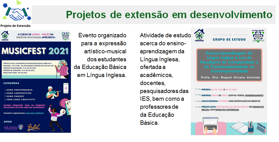 Projetos de extensão em desenvolvimento 02-2021