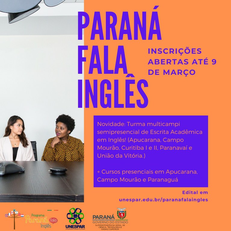 Inscrições Paraná Fala Inglês 2020