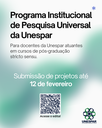 12 de fevereiro é prazo final para submissão de projetos ao Programa Institucional de Pesquisa Universal da Unespar