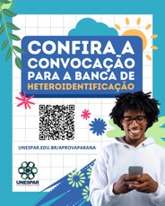 Unespar divulga lista de candidatos do Aprova Paraná convocados para as Bancas de Heteroidentificação Racial, que ocorrerão online nos dias 26 e 27. Informações e links serão enviados por e-mail e WhatsApp.