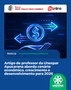 Artigo de professor da Unespar Apucarana aborda cenário econômico, crescimento e desenvolvimento para 2026