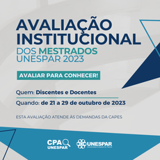 Avaliação Institucional de Mestrados inicia dia 21 de outubro