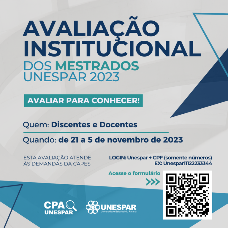 Avaliação Institucional de Mestrados segue até 5 de novembro