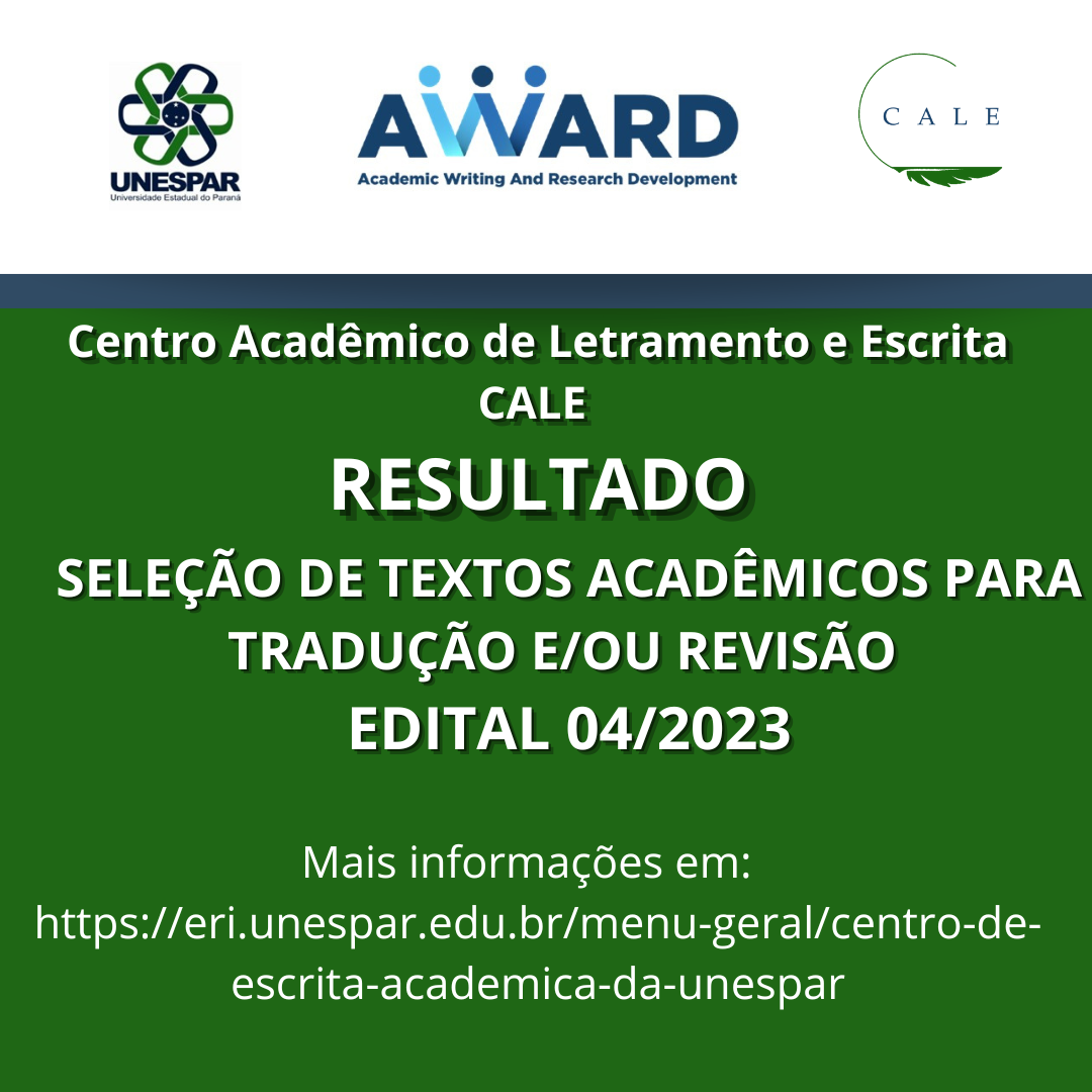 CALE - Centro Acadêmico de Letramento e Escrita - Resultado de seleção de artigos acadêmicos