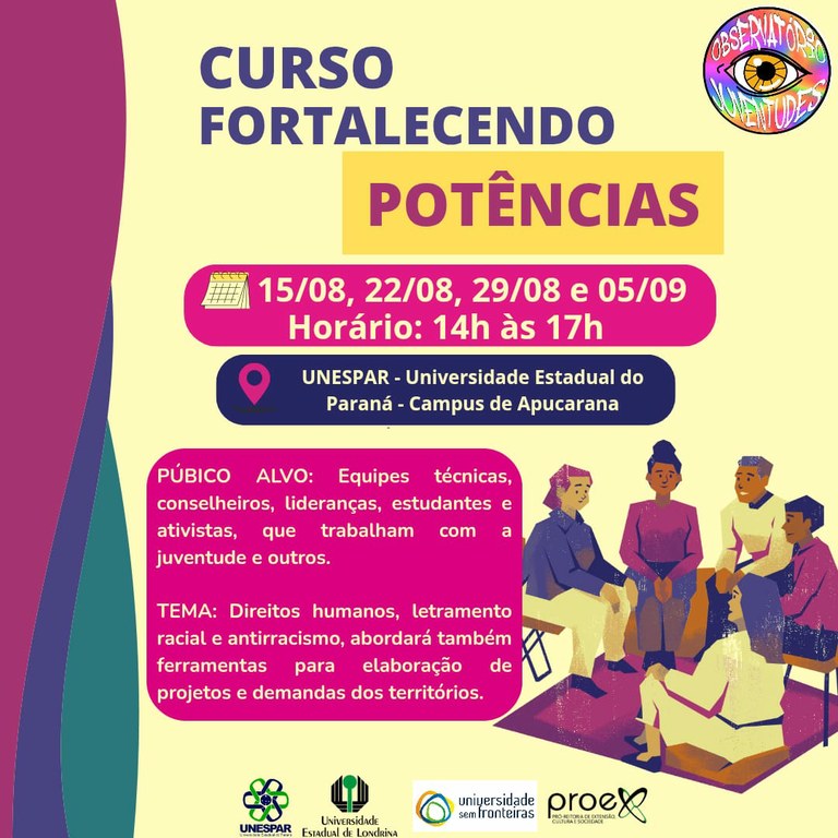 Curso “Fortalecendo Potências” promove debates sobre juventudes, saúde mental, direitos humanos e antirracismo