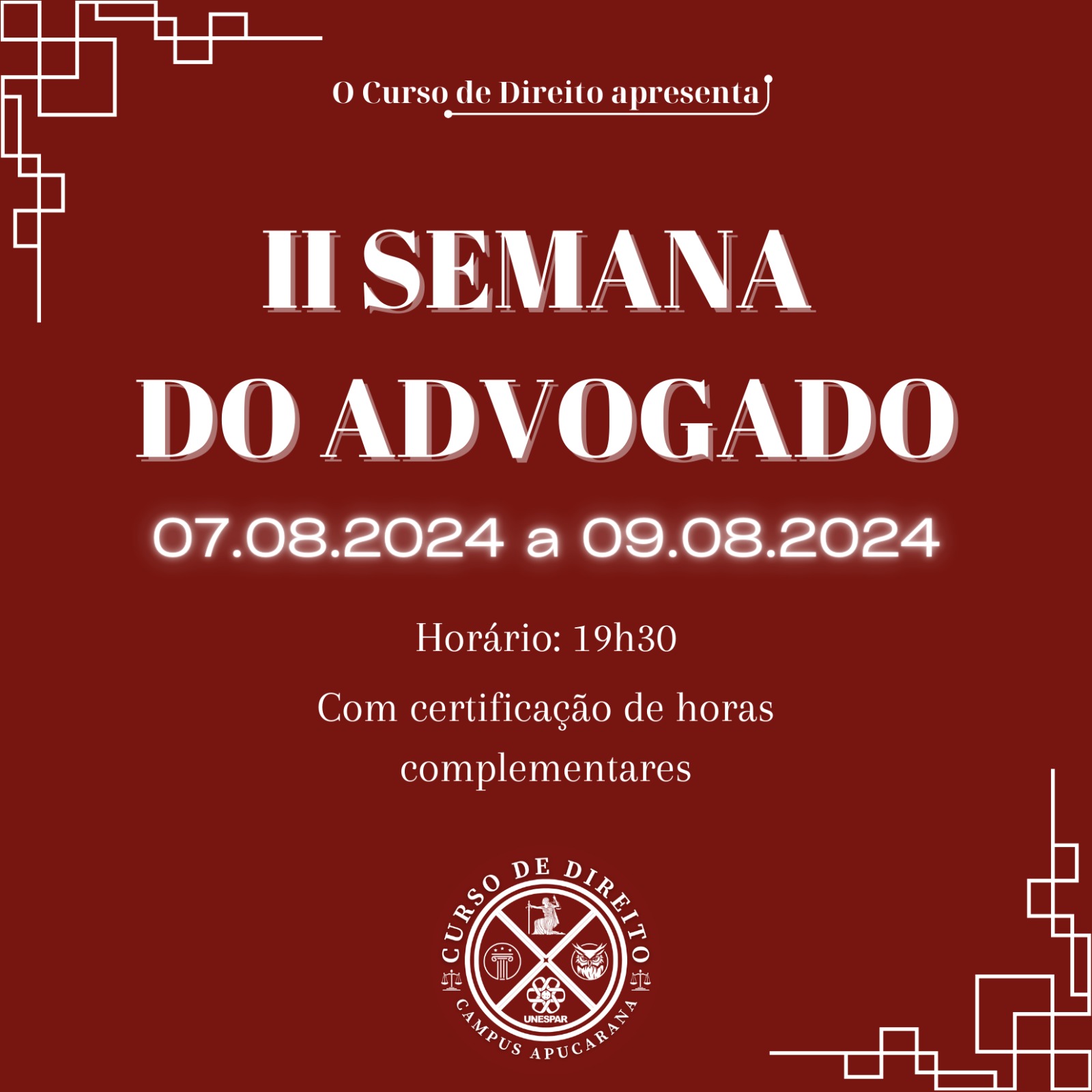 Curso de Direito da Unespar, campus Apucarana, promoverá a II Semana do Advogado