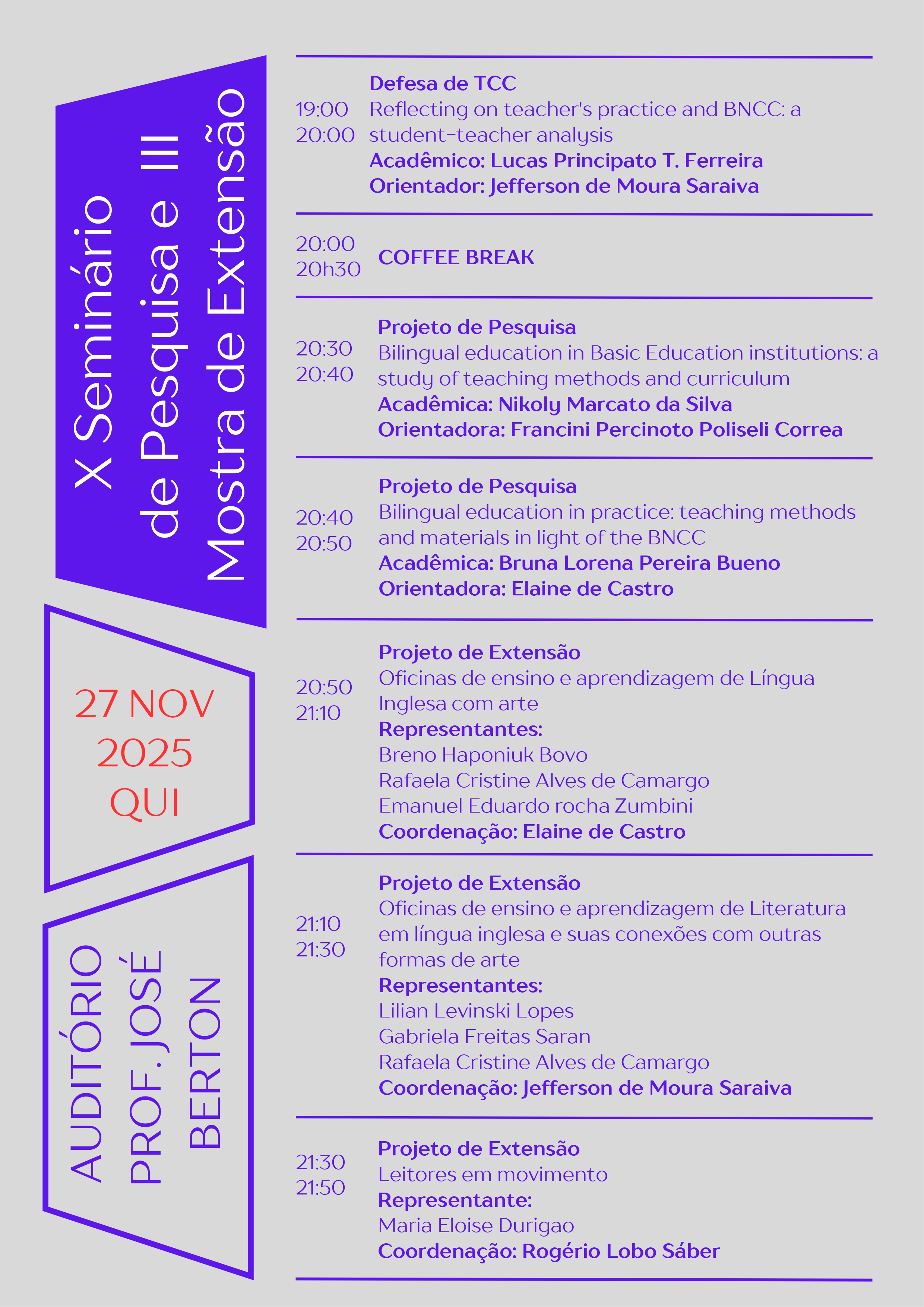 Curso de Letras-Inglês da Unespar Apucarana promove X Seminário de Pesquisa e III Mostra de Extensão