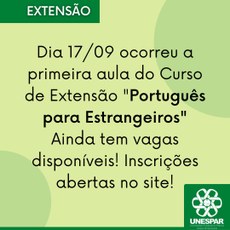 Curso de Português para Estrangeiros teve início nesse sábado, dia