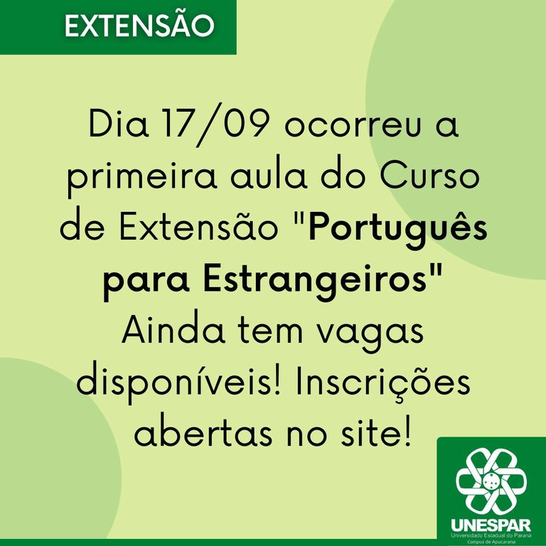 Curso de Português para Estrangeiros teve início nesse sábado, dia