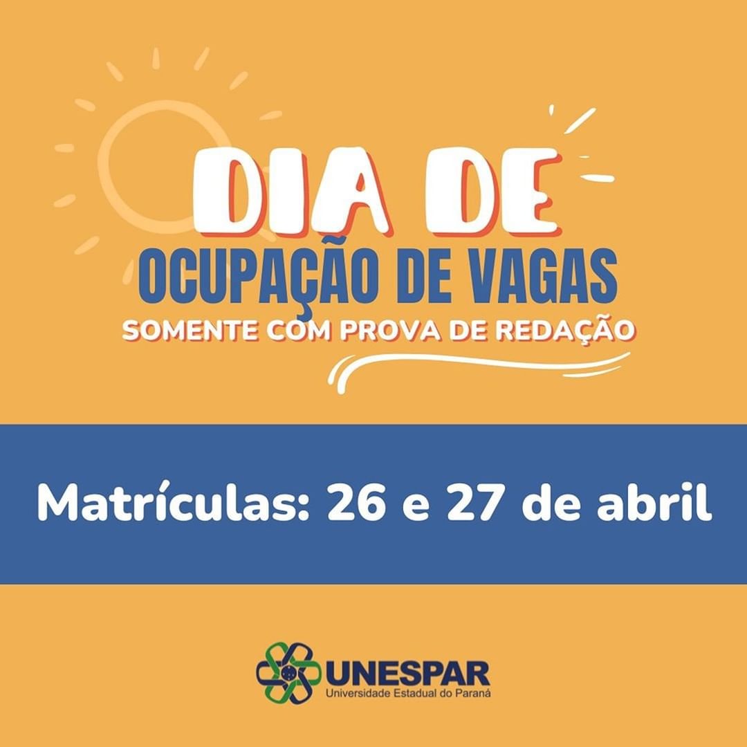 Dia de Ocupação de Vagas: Matrículas acontecem entre 26 e 27 de abril