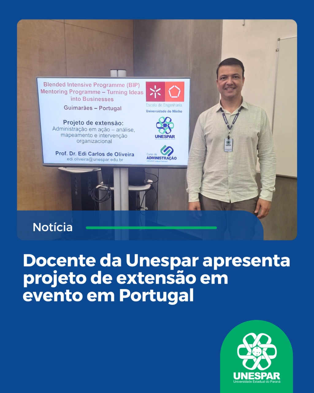 Docente da Unespar apresenta projeto de extensão em evento em Portugal