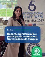 Docente da Unespar participa do 6º Internacional Staff Week na Uşak University, na Turquia, por meio do programa Erasmus+. A atividade envolveu aula, pesquisa, reuniões institucionais e articulações para novas parcerias acadêmicas.