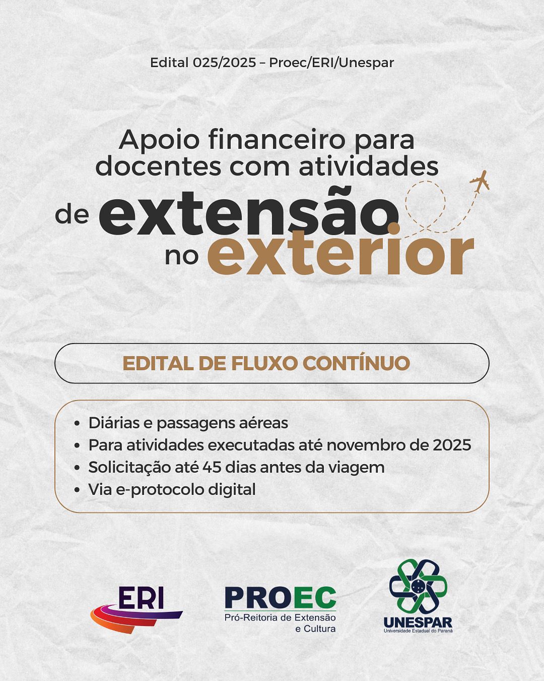 Docentes com atividades de extensão no exterior terão apoio financeiro