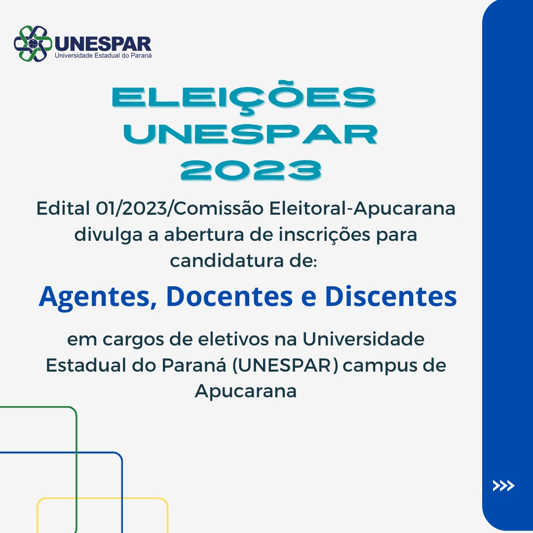 ELEIÇÕES 2023: COMISSÃO ELEITORAL DIVULGA EDITAL PARA AS CANDIDATURAS DE DISCENTES, DOCENTES E AGENTES