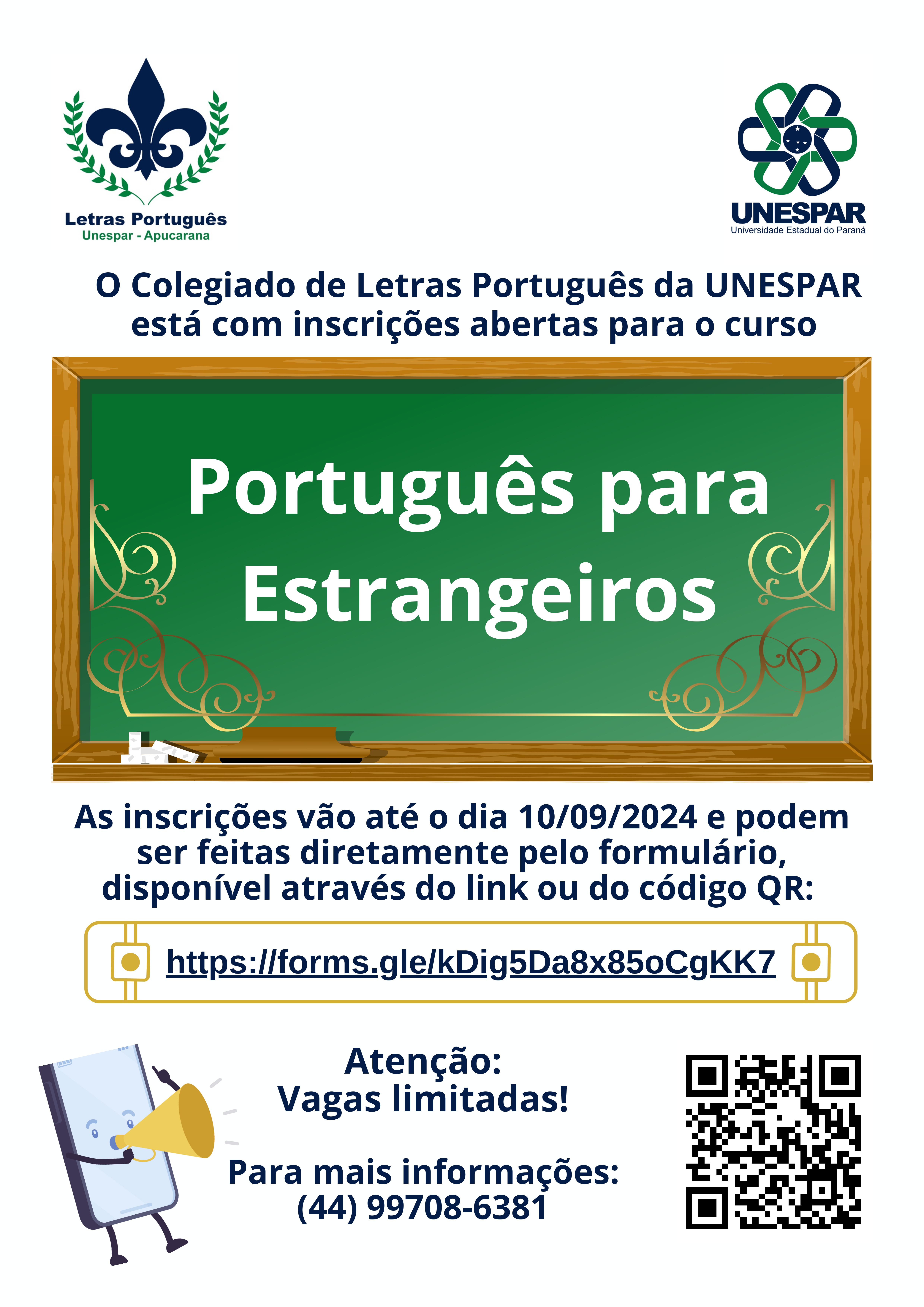 ESTÃO ABERTAS AS INSCRIÇÕES PARA O CURSO "PORTUGUÊS PARA ESTRANGEIROS