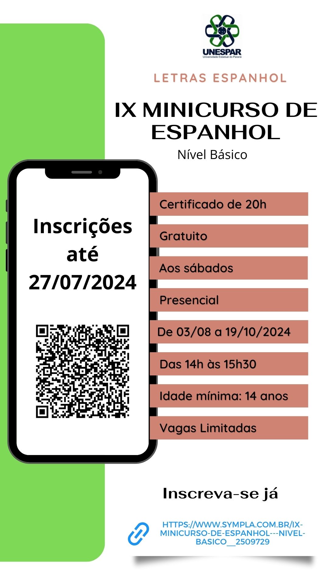 Inscrições abertas para IX Minicurso de Espanhol