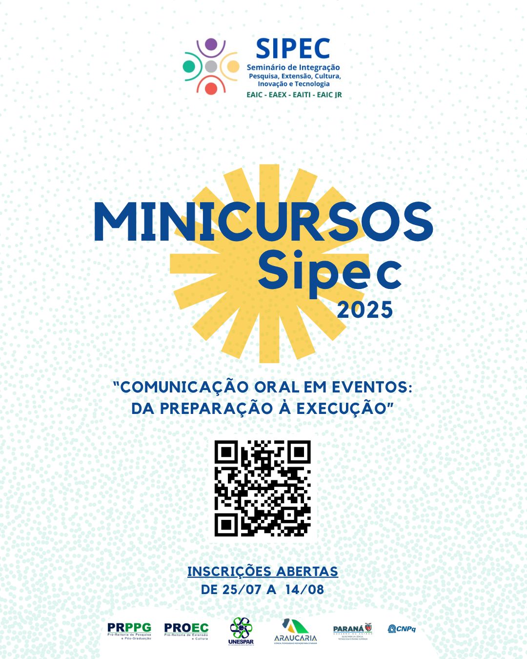 Inscrições abertas para minicurso do SIPEC 2025 sobre comunicação oral em eventos