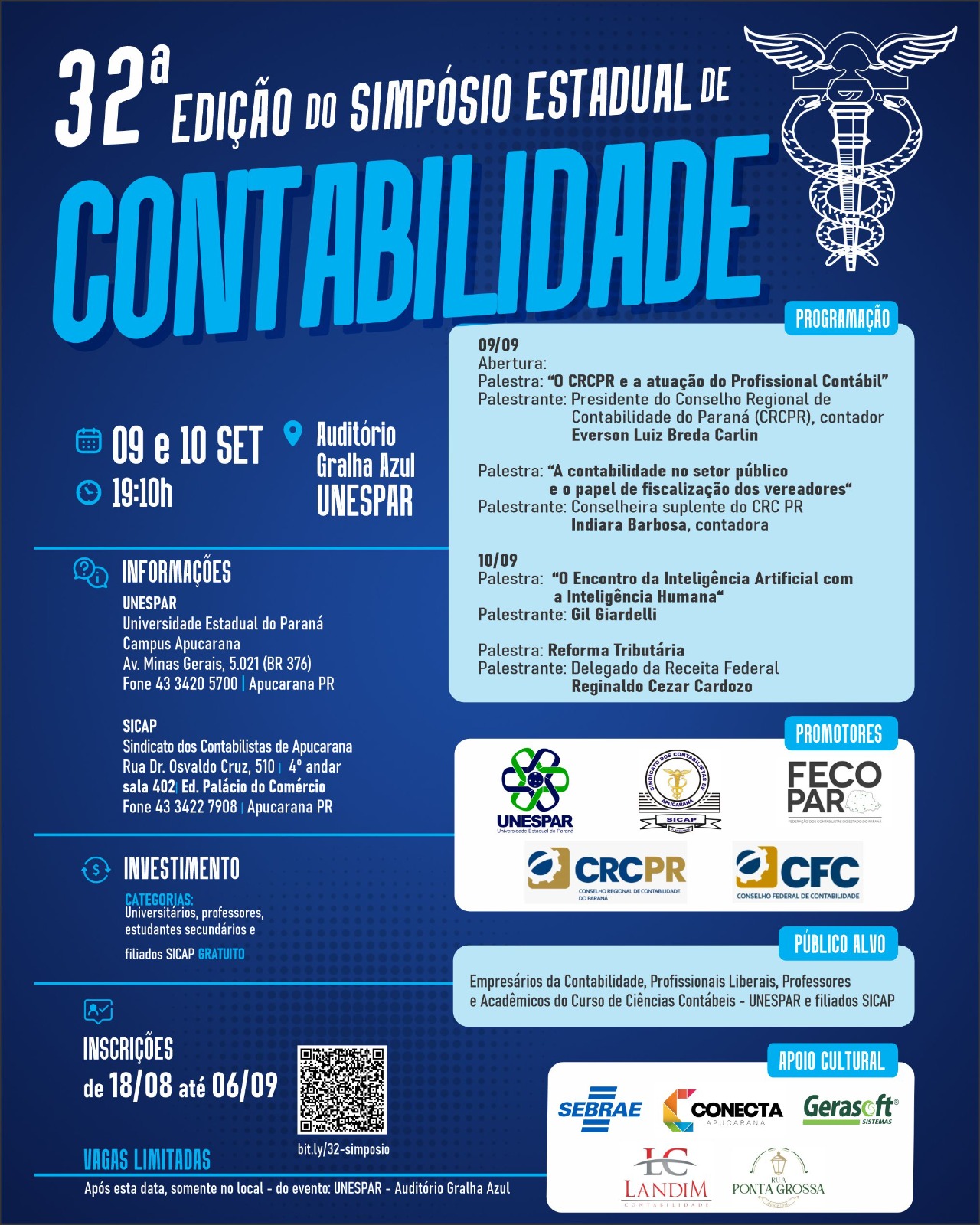 Inscrições abertas para o 32º Simpósio Estadual de Contabilidade – dias 9 e 10 de setembro