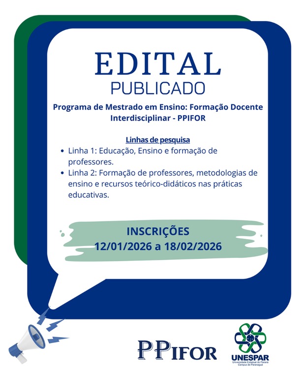 Mestrado em Formação Docente Interdisciplinar abrirá inscrições em 12 de janeiro