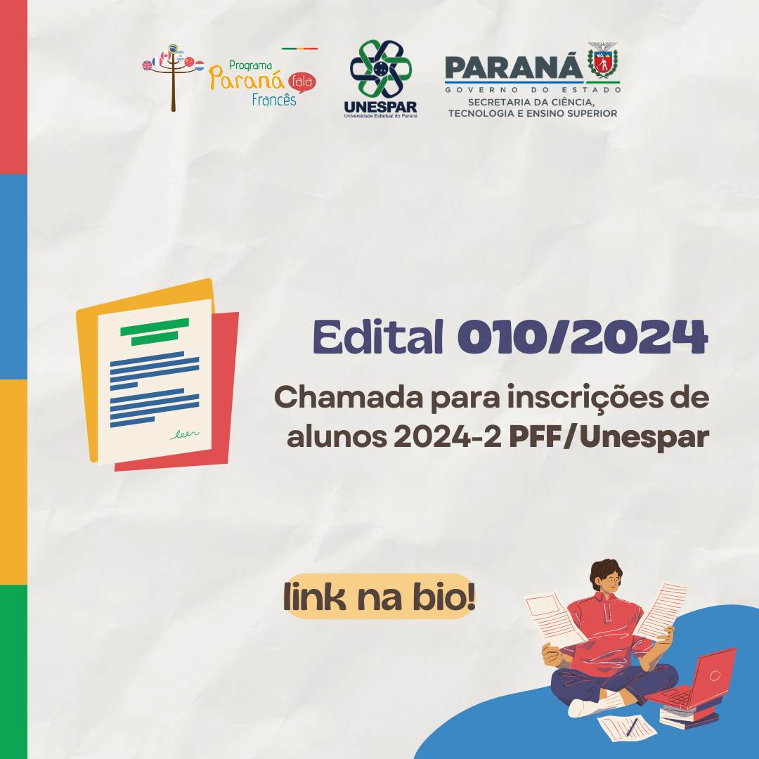 O Paraná Fala Francês faz chamada para inscrições de alunos 2° Semestre de 2024