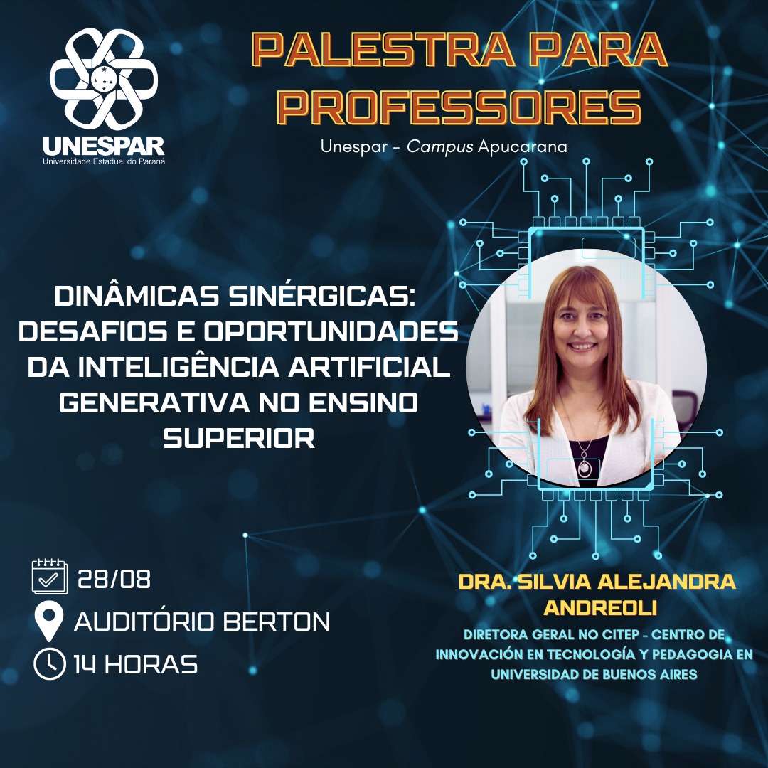 Palestra para professores sobre IA Generativa no Ensino Superior com a Dra. Silvia Andreoli