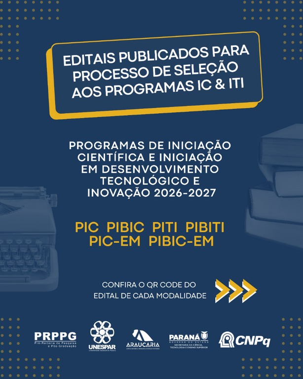 PRPPG divulga editais de Iniciação Científica e Iniciação em Desenvolvimento Tecnológico e Inovação