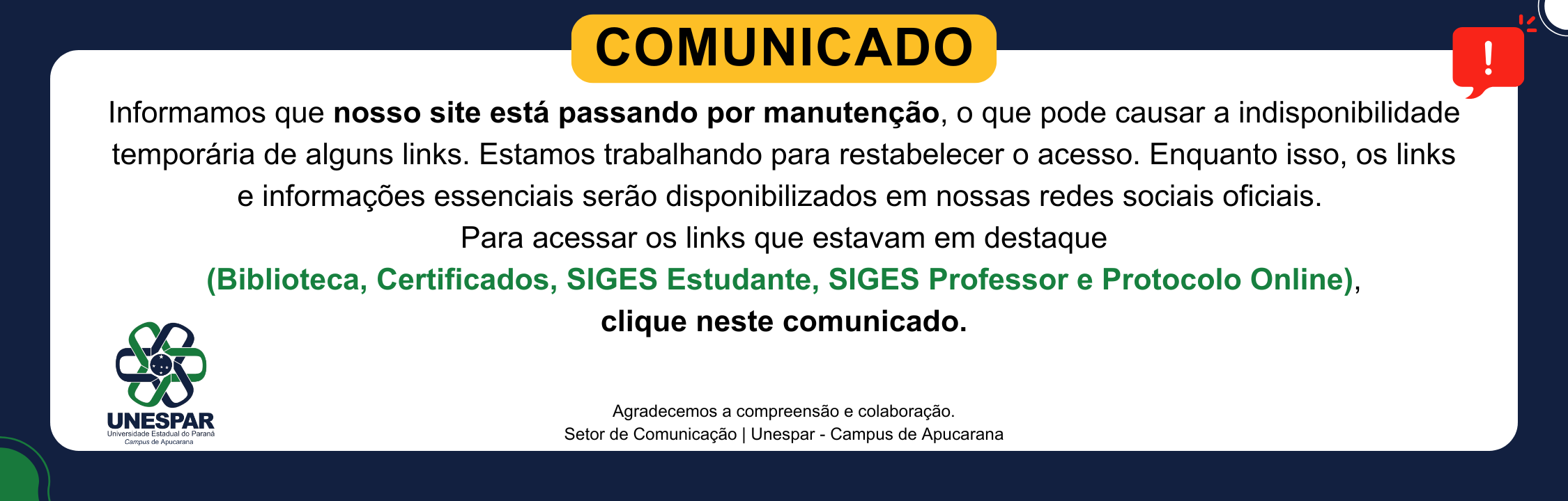 Site em Manutenção