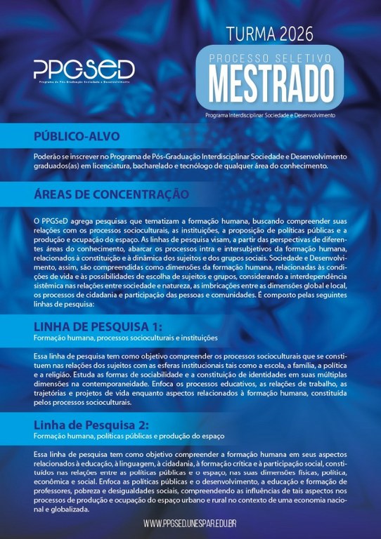 Últimos dias para inscrição no Mestrado Interdisciplinar Sociedade e Desenvolvimento