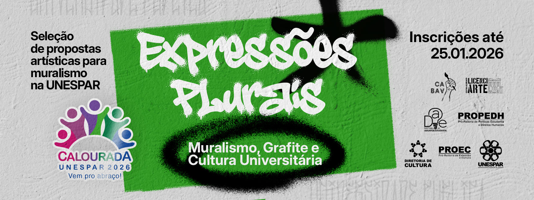 Unespar abre inscrições para intervenções artísticas nos campi por meio do edital “Expressões Plurais”