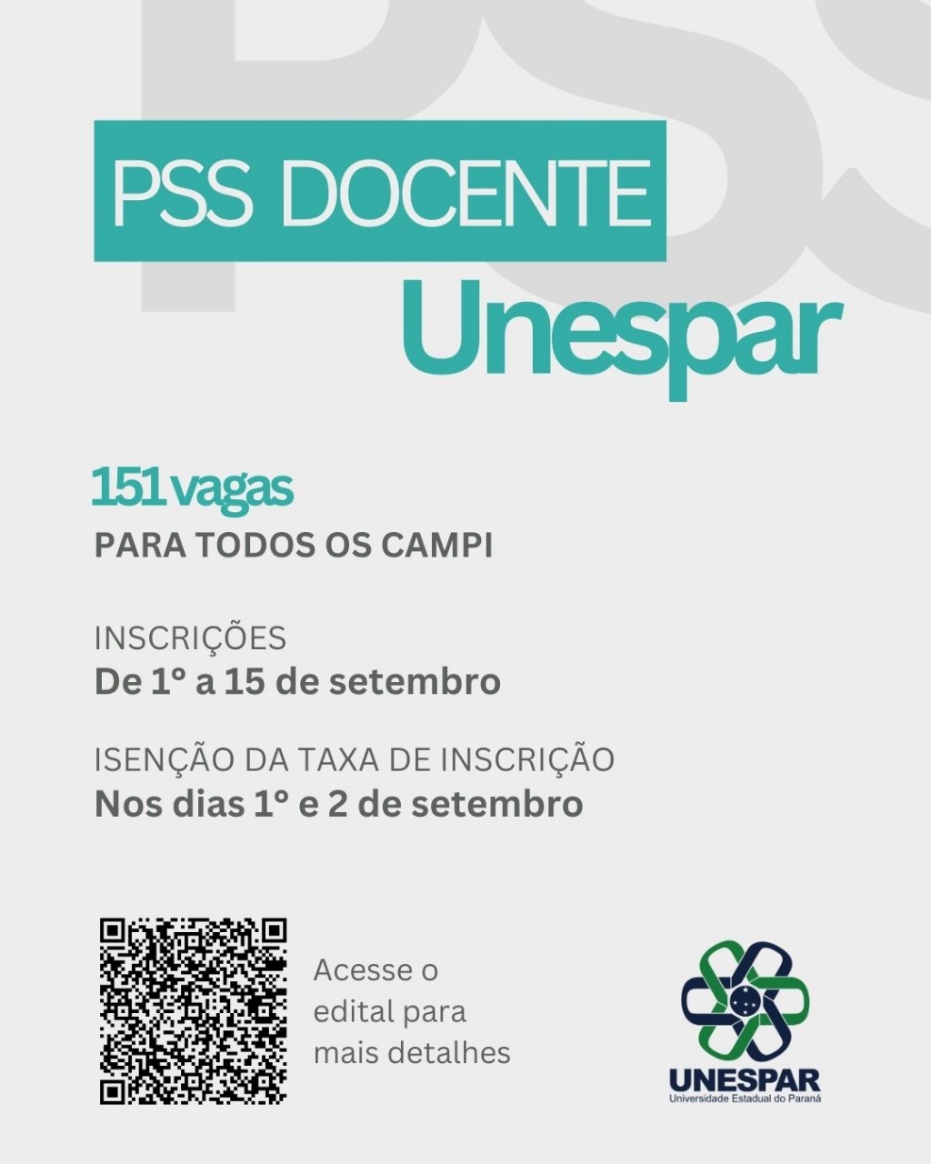 Unespar anuncia PSS para contratação de 151 docentes temporários