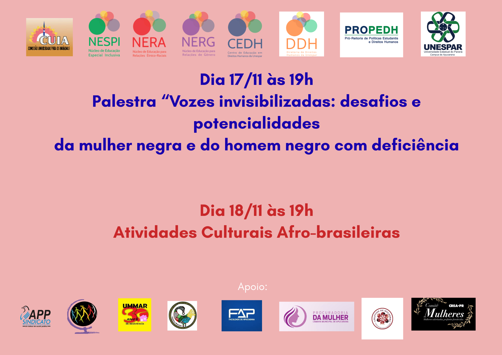 Unespar Apucarana promove programação dos 21 Dias de Ativismo pelo Fim da Violência contra as Mulheres