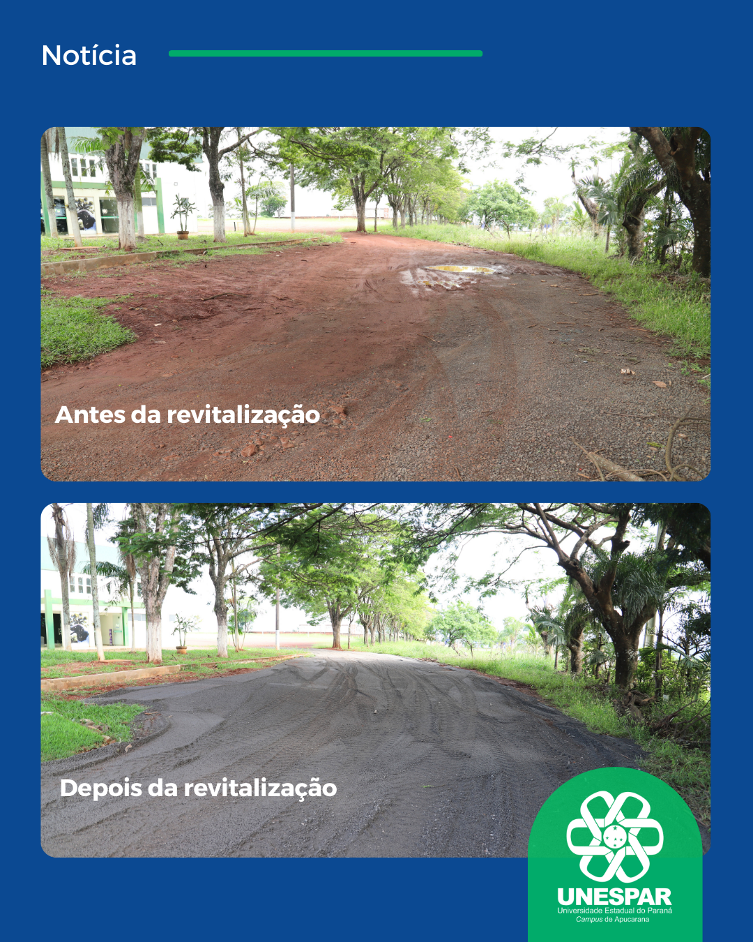 Unespar Campus de Apucarana realiza revitalização do estacionamento externo