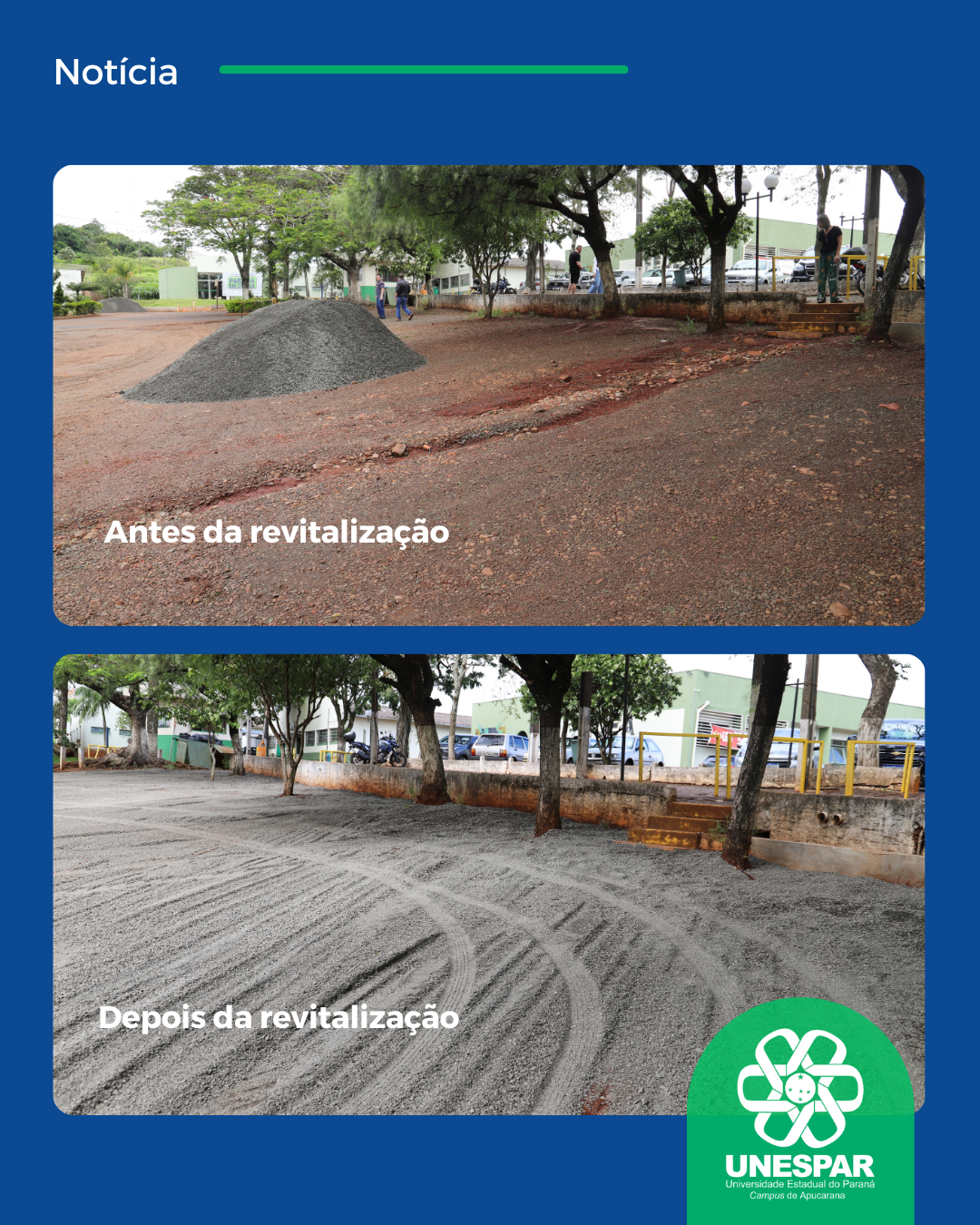 Unespar Campus de Apucarana realiza revitalização do estacionamento externo