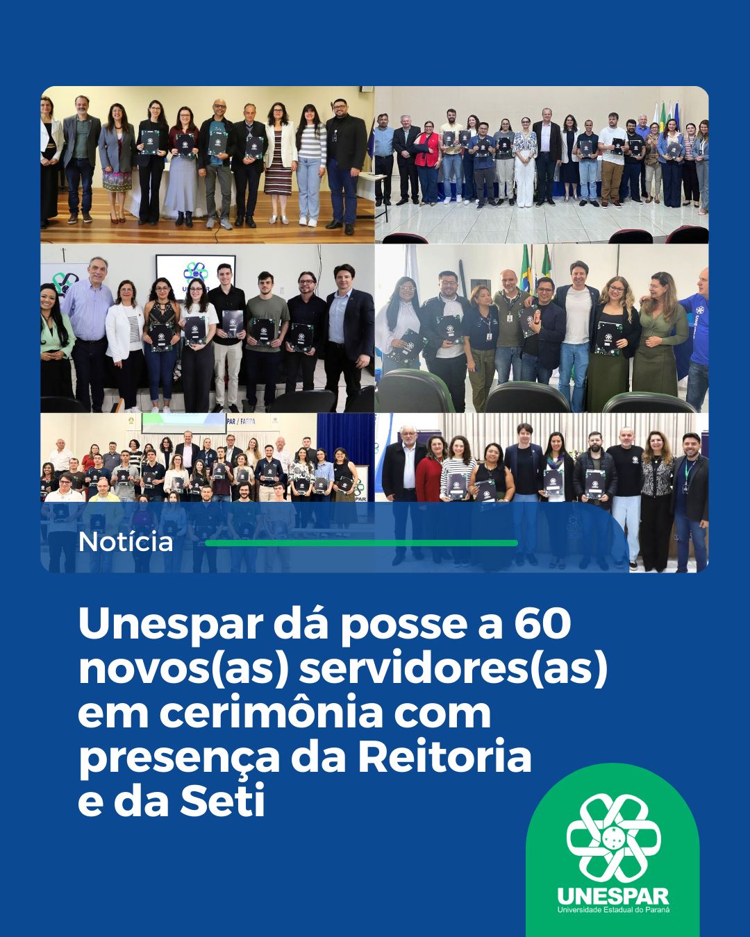 Unespar dá posse a 60 novos(as) servidores(as) em cerimônia com presença da Reitoria e da Seti