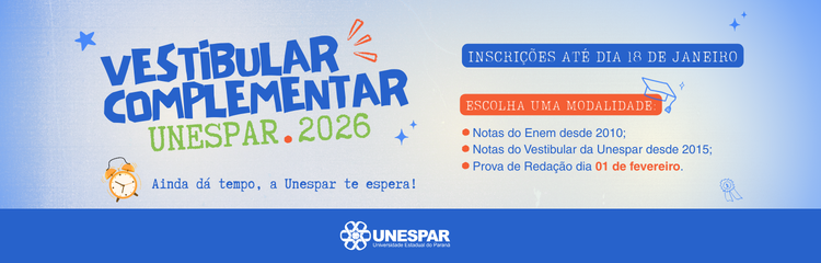 Unespar lança Vestibular Complementar 2026 com inscrições gratuitas