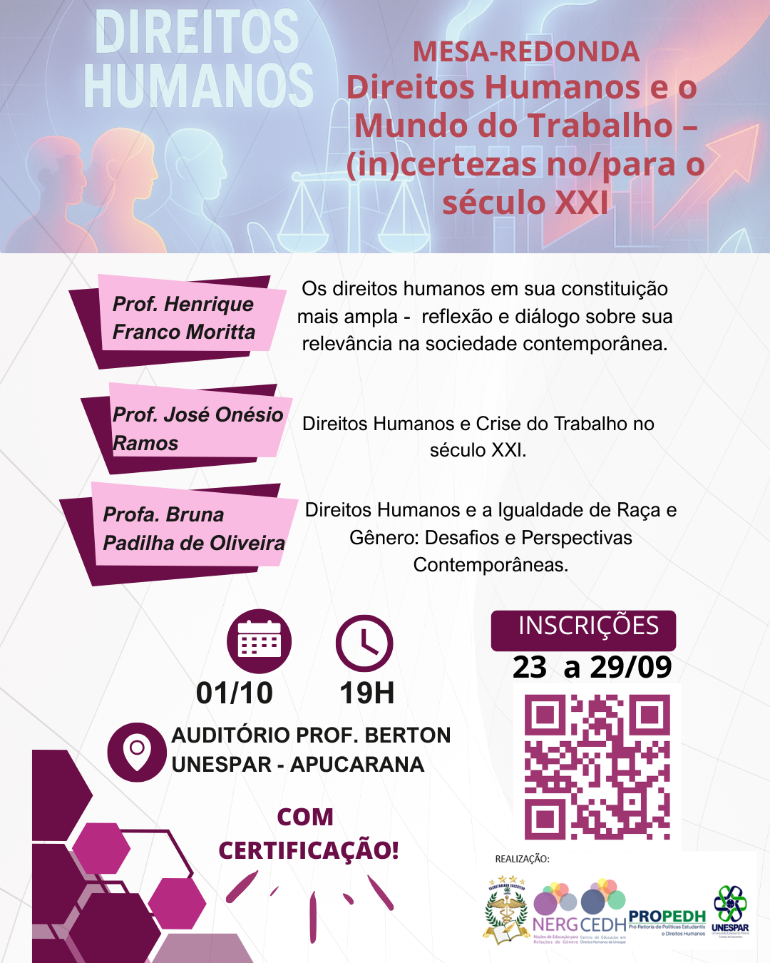 Unespar promove duas mesas-redondas sobre Direitos Humanos e o mundo do trabalho