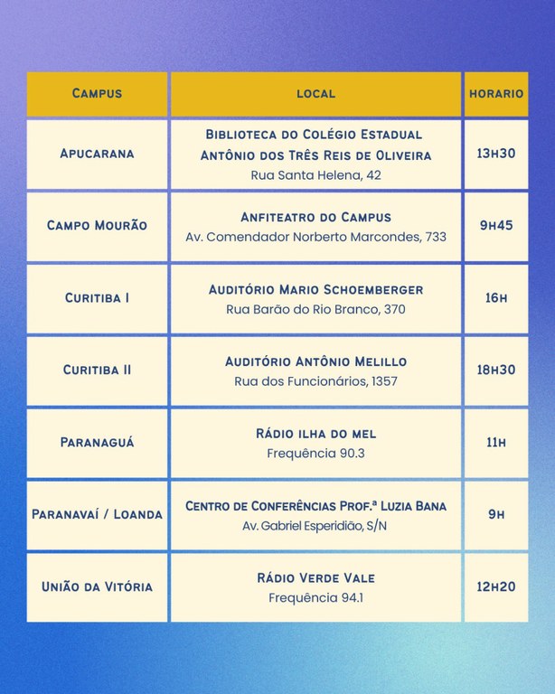 Unespar promove live de lançamento para Vestibular 2026
