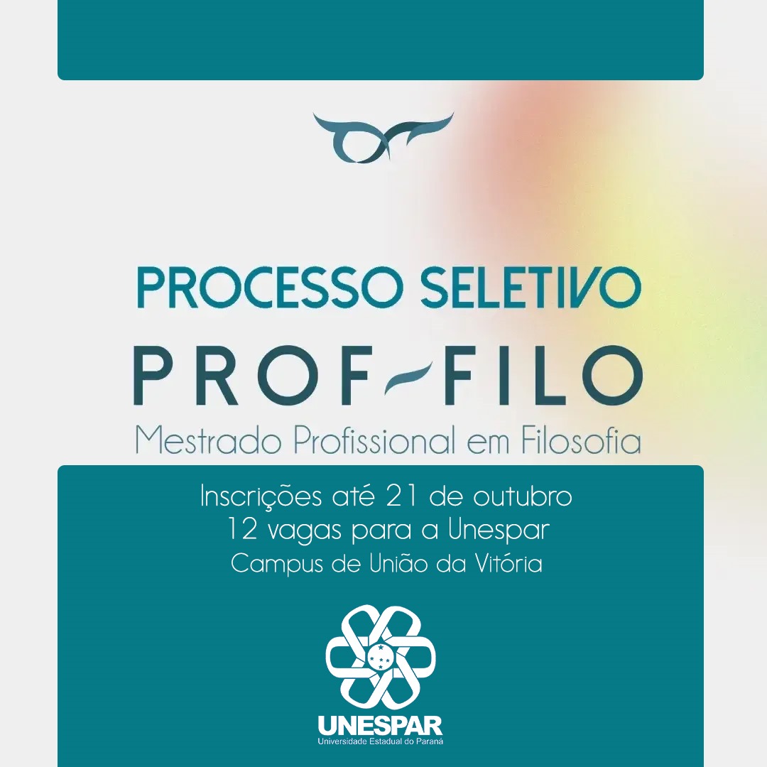 Unespar tem 12 vagas no Mestrado Profissional em Filosofia em União da Vitória