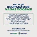Vagas Ociosas: Unespar divulga resultado para portadores/as de diploma dos campi de Apucarana e União da Vitória