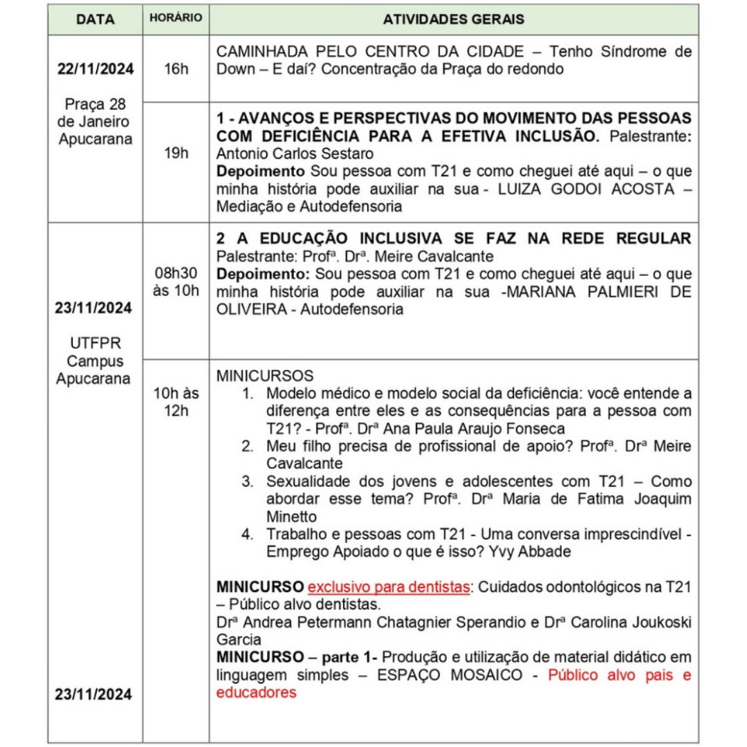 Vem aí o 1° CONGRESSO PARANAENSE DE SÍNDROME DE DOWN/T21