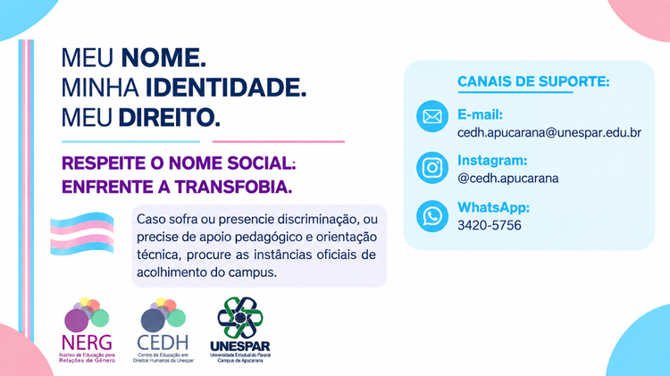 CEDH promove campanha pelo respeito ao nome social e à identidade de gênero